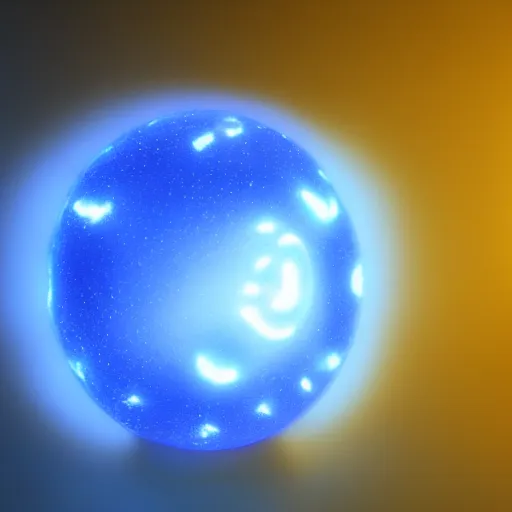 Image similar to glowing orb of blue plasma energy with feminine facial features dramatic lighting, hdr, hyper realistic, octane, unreal, blender, raytracing, trending on artstation