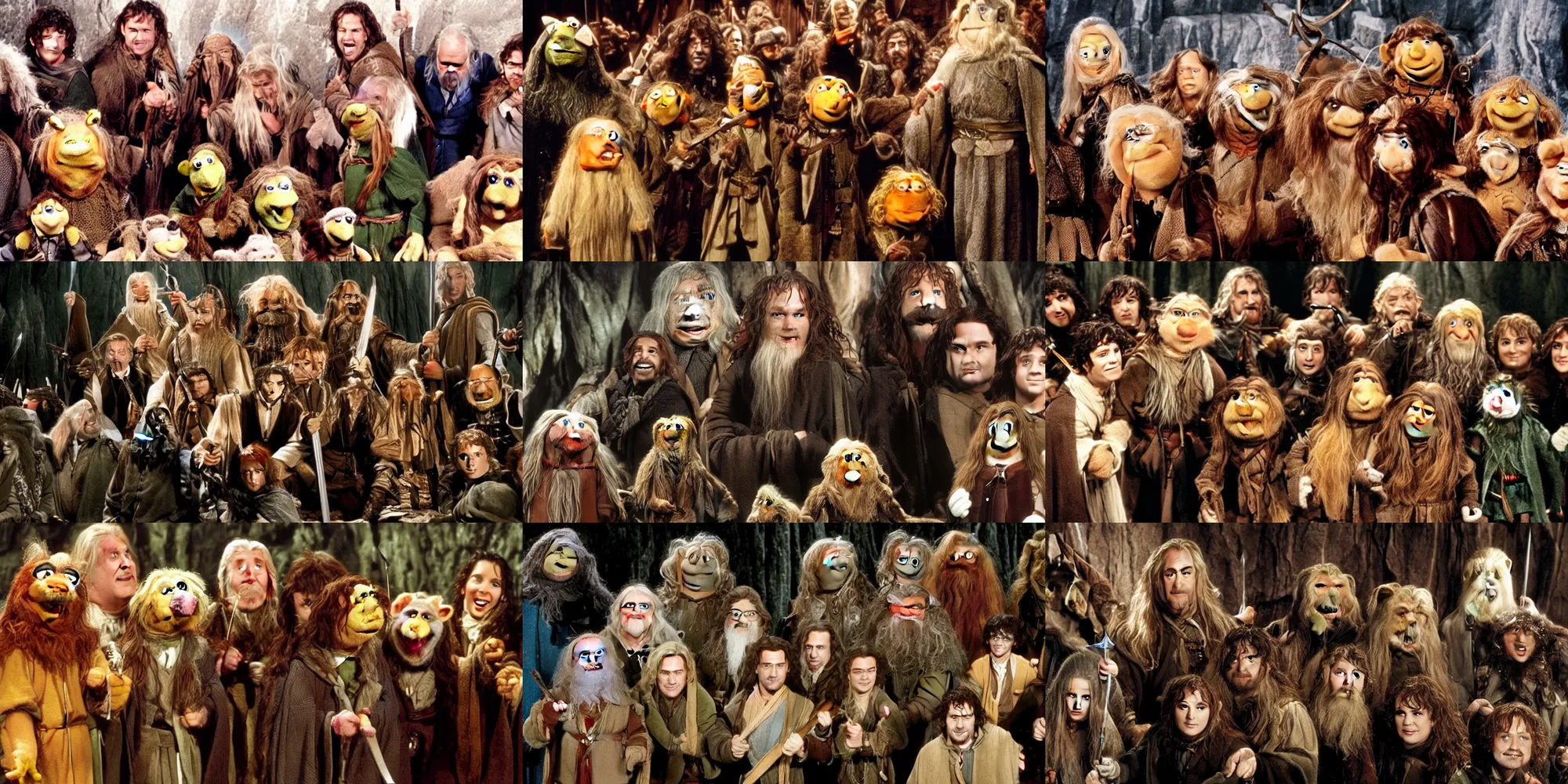 Prompt: Lord of the rings with the cast of the Muppet Show