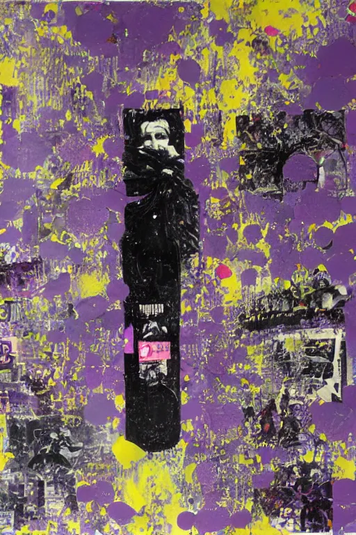 Image similar to purple rain, by mimmo rotella