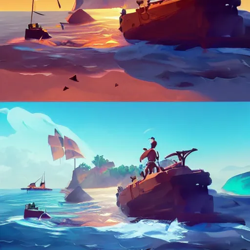 Image similar to painting treasure on sea of thieves game smooth median photoshop filter cutout vector, behance hd by jesper ejsing, by rhads, makoto shinkai and lois van baarle, ilya kuvshinov, rossdraws global illumination