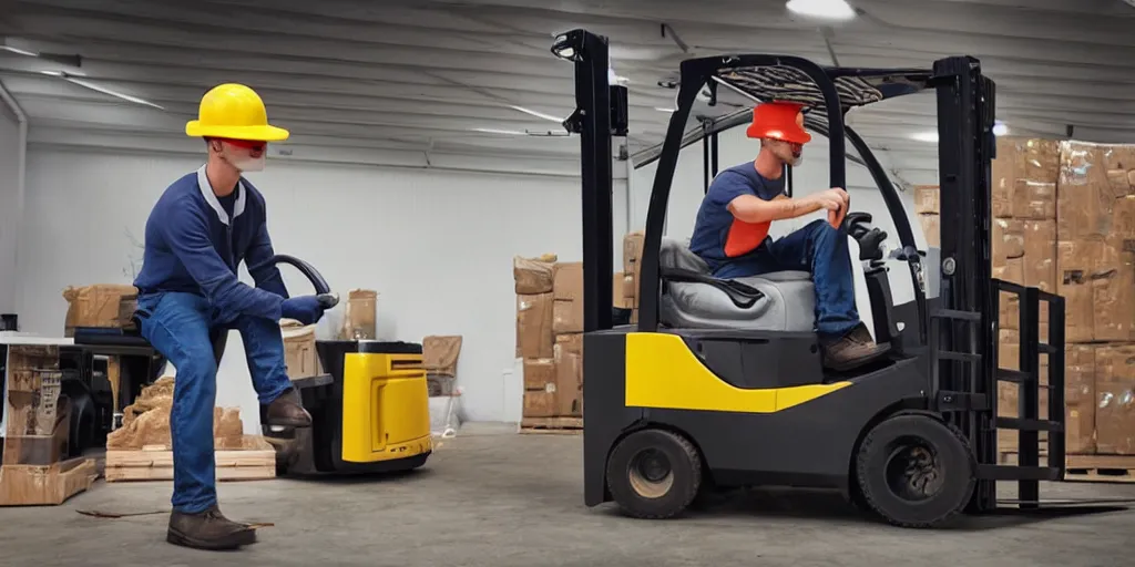 Image similar to forklift operator with a vr headset