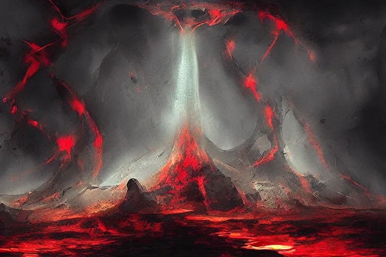 Prompt: “Inferno from Dante’s Inferno, concept art, digital painting by Shaddy Safadi”