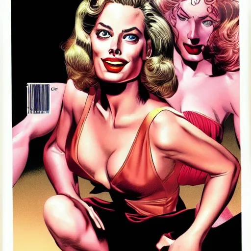 Image similar to margot robbie by artgem by brian bolland by alex ross by artgem by brian bolland by alex rossby artgem by brian bolland by alex ross by artgem by brian bolland by alex ross