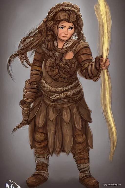 Prompt: female dwarf cleric | d&d | Wayne Reynolds | neat braided hair