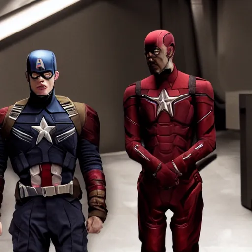 Image similar to Pete Davidson and Kanye West in Captain America: Civil War (2016), 8K concept art, detailed