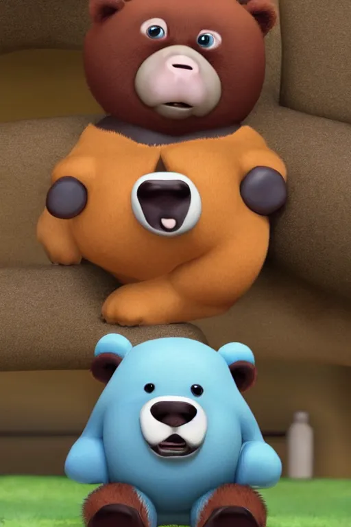 Image similar to a cute perfect bear character by pixar