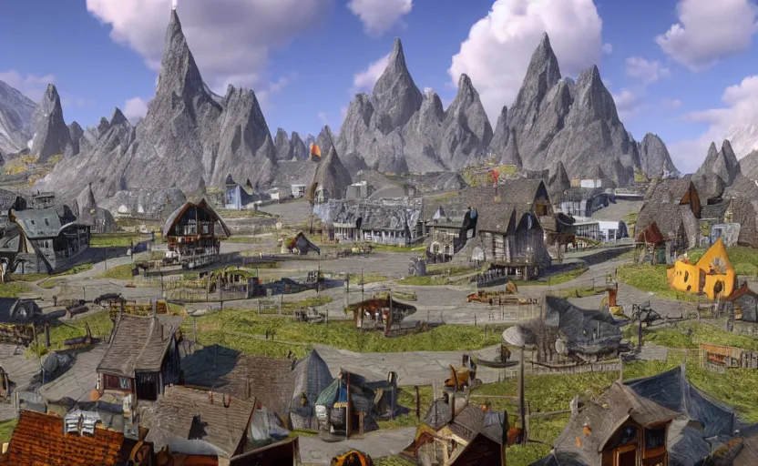 Prompt: whiterun in the style of pixar, disney, animated, cartoon, 3 d cgi