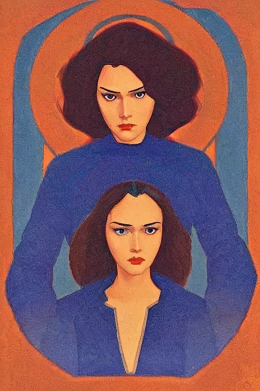 Image similar to black widow ( natasha romanova ), marvel, artwork by nicholas roerich,