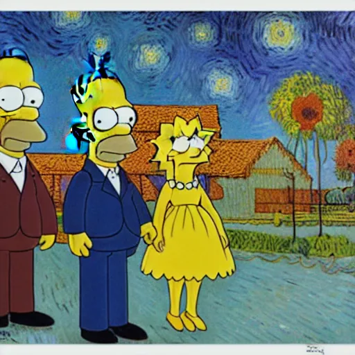 Prompt: The Simpsons by Van Gogh