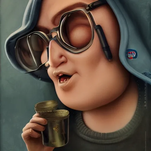 Image similar to Lofi peter griffen, baby corn, Pixar style, Tristan Eaton, Stanley Artgerm, Tom Bagshaw