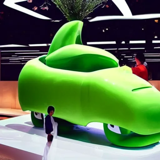 Prompt: A car shaped like an apple