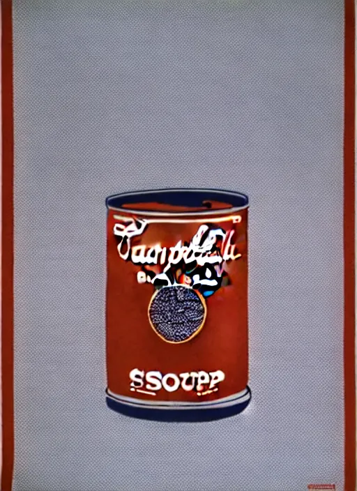 Image similar to campbell's soup by shusei nagaoka, kaws, david rudnick, airbrush on canvas, pastell colours, cell shaded, 8 k