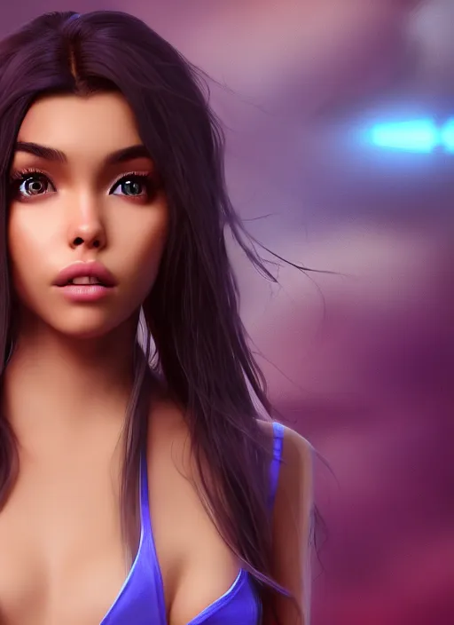 Image similar to Madison Beer as a video game character, digital art, unreal engine, unreal engine render, blender render, render, 4k, coherent