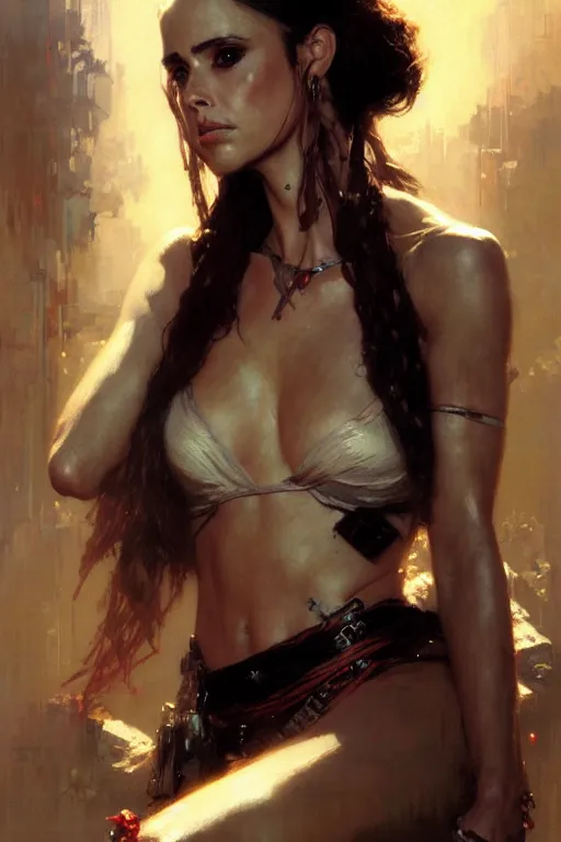 Prompt: eliza dushku portrait dnd, painting by gaston bussiere, craig mullins, greg rutkowski, yoji shinkawa