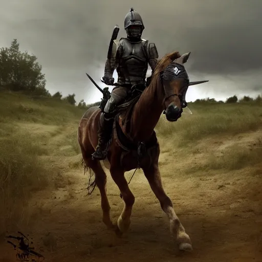 Prompt: a hyper-realistic photograph of a spartan soldier riding a horse through the ravaged battlefield in the style of a photo-realistic, realistic photograph, 3D render, blender, detailed, ominous, threatening, haunting, forbidding, colorful, doom, apocalyptic, sinister, unnerving, harrowing, dreadful, frightful, shocking, terror, hideous, ghastly, terrifying