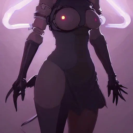 Image similar to a digital concept art by artgerm and greg rutkowski and alphonse mucha. clear portrait of 2 b nier automata in a skintight clothes!! hyper detailed, character concept, full body!! dynamic pose, glowing lights!! intricate, elegant, highly detailed, digital painting, artstation, concept art, smooth, sharp focus, illustration