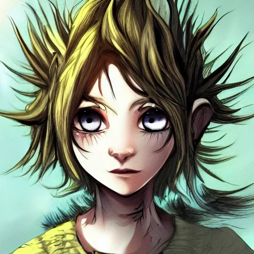 Image similar to Dandelion goblin monster, semi realistic, anime art style, trending on art station