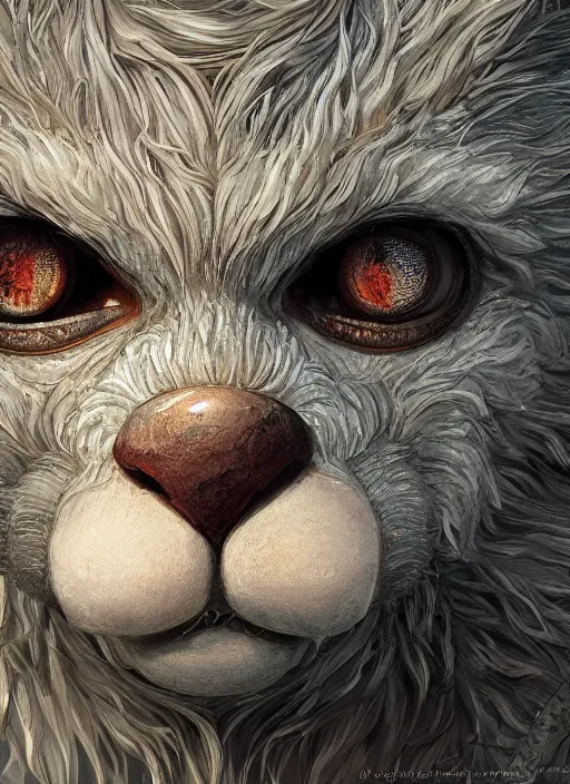 Image similar to hairy monster, detailed eyes, cute, fantasy, intricate, highly detailed, digital painting, 4k, HDR, concept art, smooth, sharp focus, illustration, by Wayne Reynolds