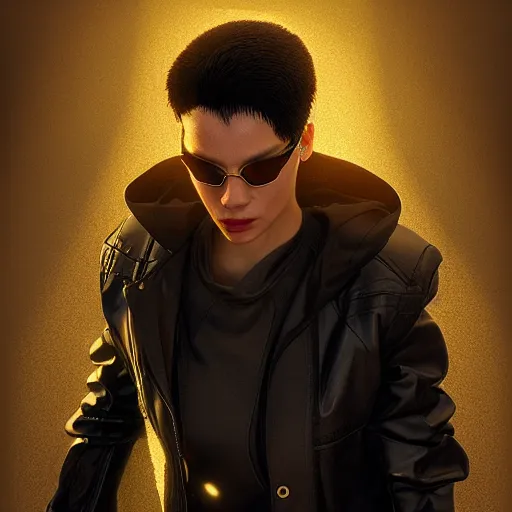 Image similar to neo from matrix, volumetric lighting, beautiful, golden hour, sharp focus, ultra detailed, cgsociety by leesha hannigan, ross tran, thierry doizon, kai carpenter, ignacio fernandez rios, noir photorealism, film