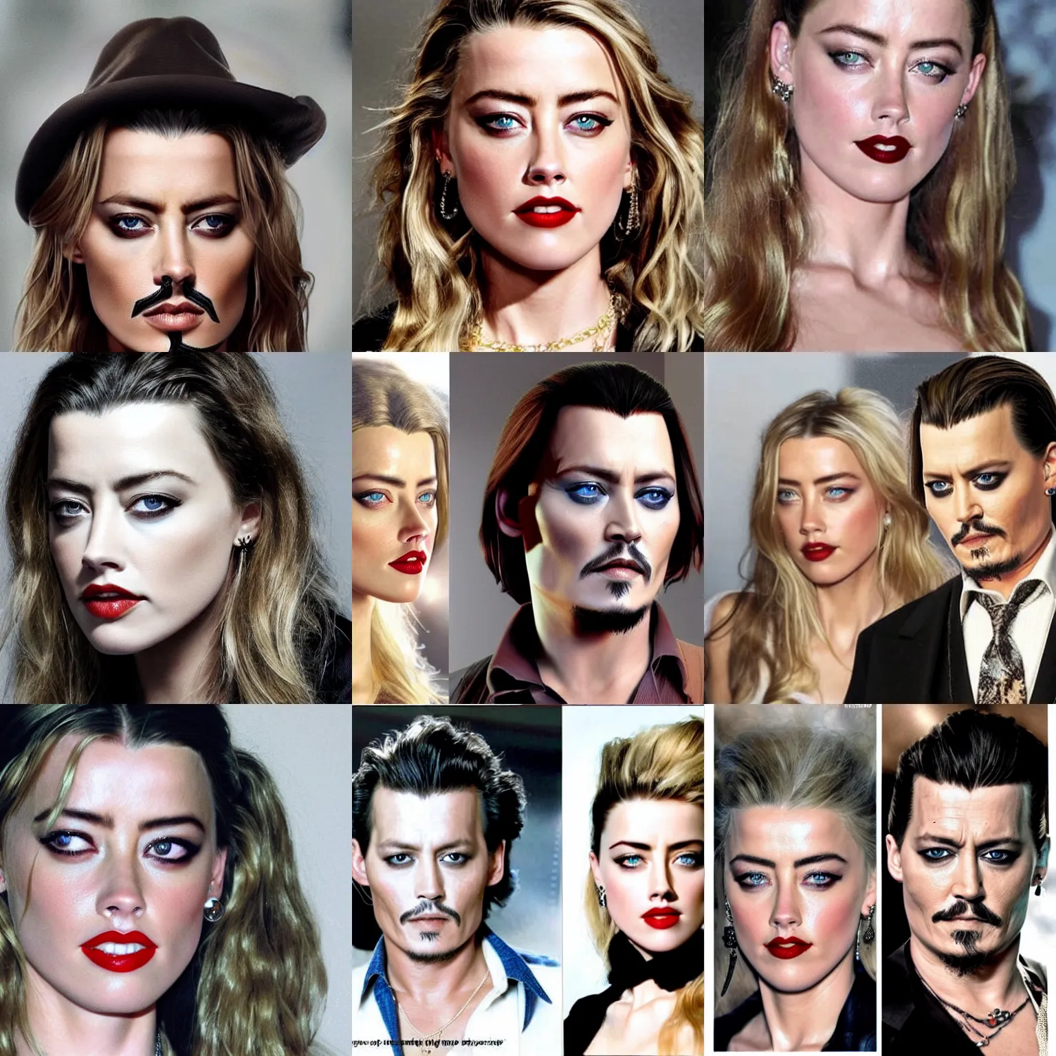 Prompt: a person as the genetic combination of johnny depp and amber heard face