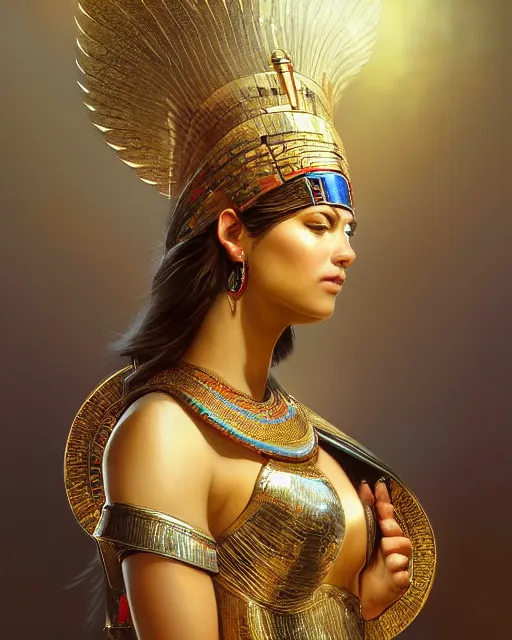 Prompt: Jessica Kahawaty as a beautiful egyptian princess, gorgeous, portrait, powerful, intricate, beautiful, masterpiece, elegant, volumetric lighting, back lighting, rimlight, dramatic lighting, digital painting, highly detailed, artstation, sharp focus, illustration, Artgerm, Jean-Léon Gérôme , ruan jia