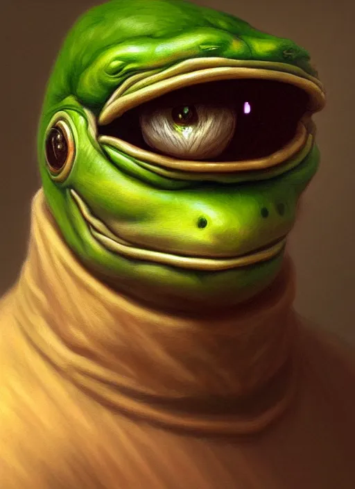 Image similar to 4 chan pepe, kek, sad, portrait, intricate, elegant, highly detailed, digital painting, artstation, concept art, wallpaper, smooth, sharp focus, illustration, art by h. r. giger and artgerm and greg rutkowski and alphonse mucha