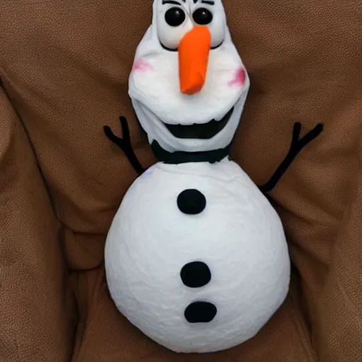 Image similar to Olaf from frozen has seen better days