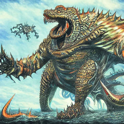 Image similar to concept art of a kaiju by ayami kojima