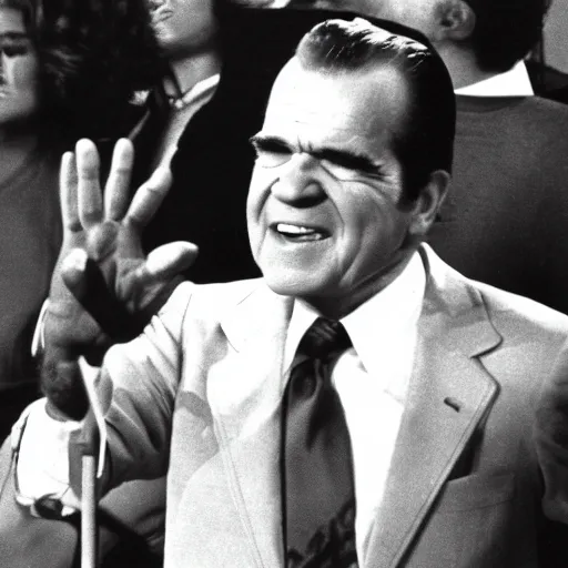 Prompt: Richard Nixon on Soul Train, 1971