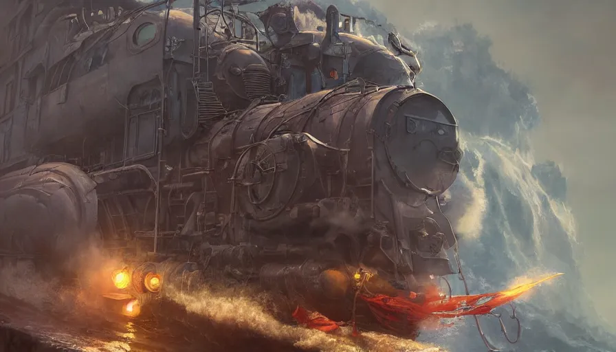 Prompt: craig mullins and ghibli digital illustration of a long train dragon in deep ocean unreal engine, hyper realism, realistic shading, cinematic composition, realistic render, octane render, detailed textures, photorealistic, wide shot