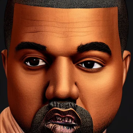 Image similar to hyperrealistic image of kanye west conway twitty, stunning 3 d render inspired by istvan sandorfi & greg rutkowski & banksy, perfect facial symmetry, dim volumetric cinematic lighting, 8 k octane comprehensive render, extremely mega hyper - detailed and lifelike attributes & atmosphere, intricate, realistic flesh texture, masterpiece, artstation, stunning,