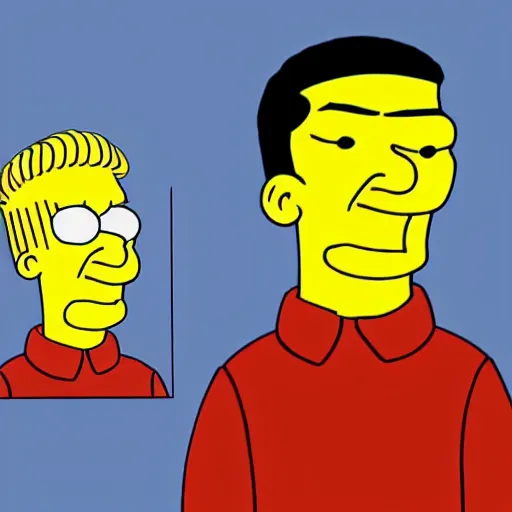 Prompt: chinese boy with buzz cut, simpsons style
