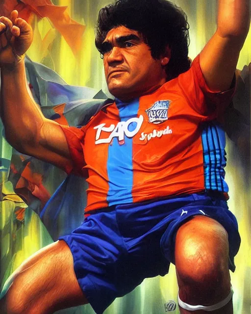 Image similar to studio light, portrait, diego armando maradona by mark brooks, by peter andrew jones!!!!!!!!, by roger dean, hd, hyper detailed, 4 k