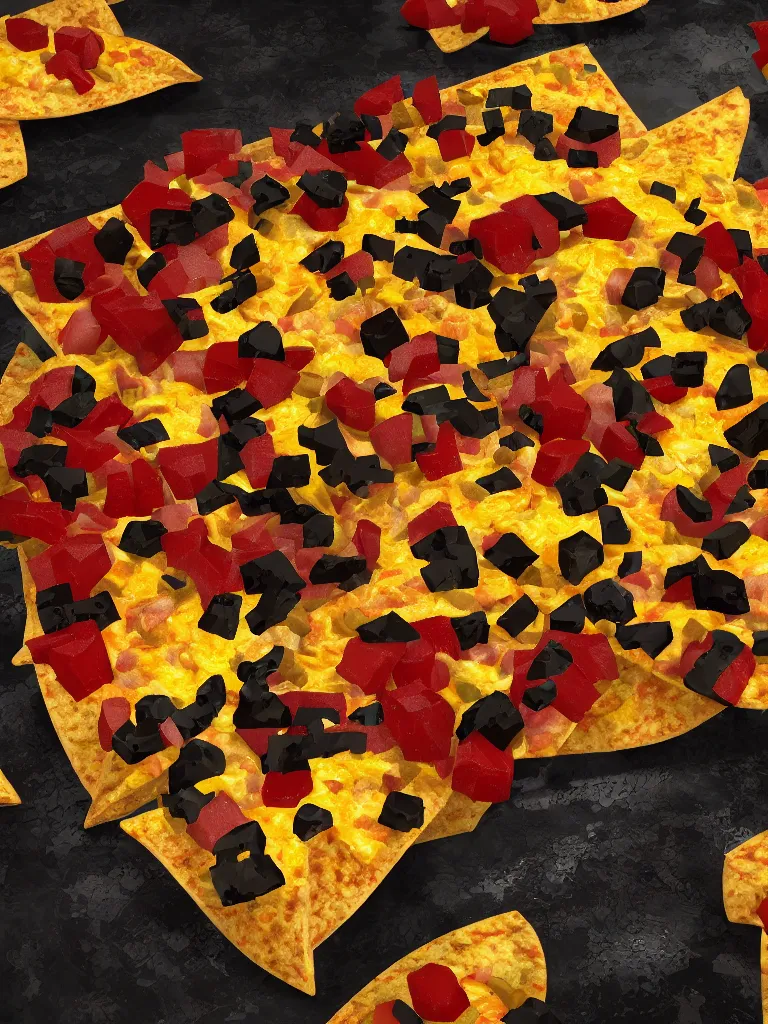 Image similar to evil nachos, hyperrealistic, ultrarealistic, intricate details, 4k, unreal 5, digital art