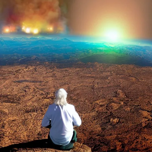 Image similar to god creator having fun watching planet burn