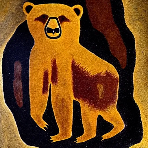 Prompt: bear - totem, altamira cave paleolithic painting