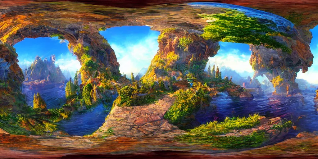 Prompt: a high quality professional 360 painting of a fantasy landscape