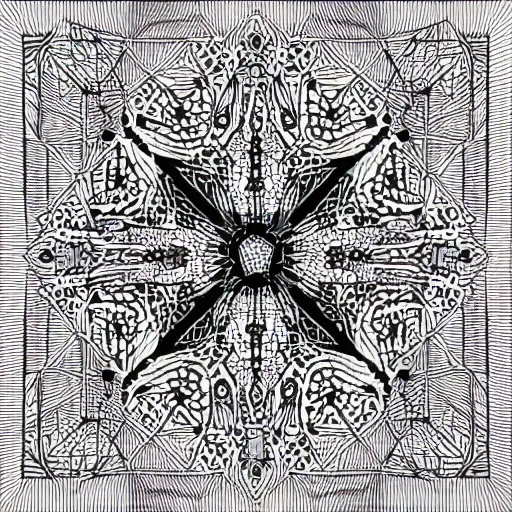 Image similar to intricately detailed pen and ink geometric generative doodle