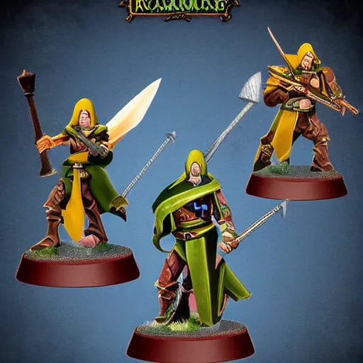 Prompt: runescape characters as warhammer tabletop figurines