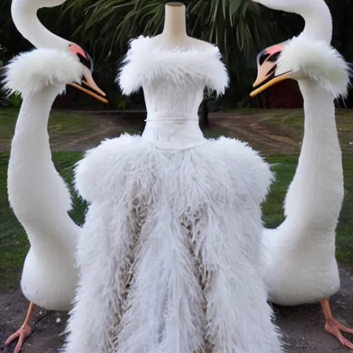 Image similar to dress made out of swans