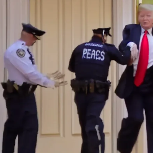 Image similar to Newscast still of Donald Trump being arrested at mar-a-lago,4k