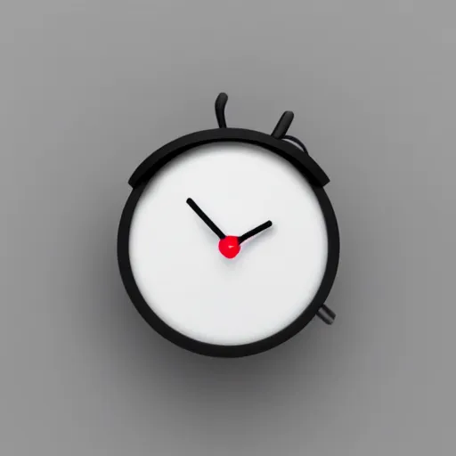 Prompt: Very tiny red alarm clock emoji, iOS emoji, 3D clay render, 4k UHD, white background, isometric top down left view, diffuse lighting