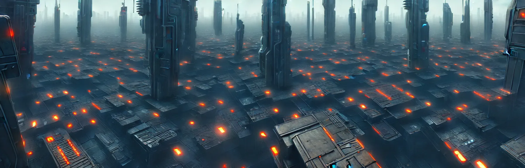 Prompt: abstract futuristic sci-fi cyberpunk city, birds eye view, detailed, matte painting, Lee Madgwick, Denis Sarazhin, artstation, unreal engine 5