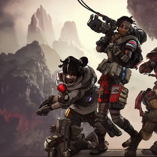 Image similar to loading screen, apex legends, high resolution, sharp focus, concept art, dynamic pose, cinematic lighting