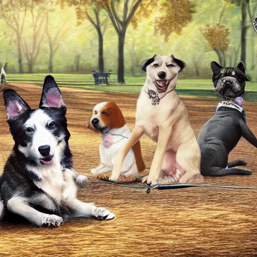 Prompt: doggos in the park, photorealistic