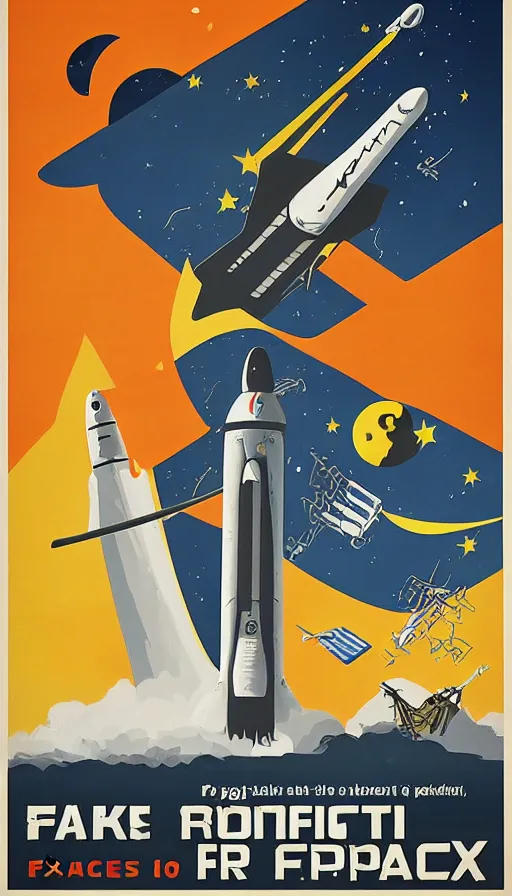 Image similar to propaganda poster for spacex
