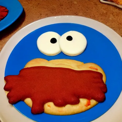 Prompt: the cookiemonster is the lasagna monster now