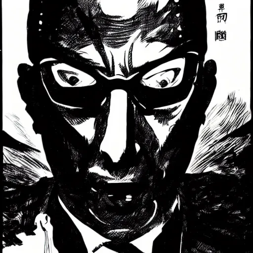 Image similar to Klaus Schwab looking sinister, by Tsutomu Nihei, highly detailed