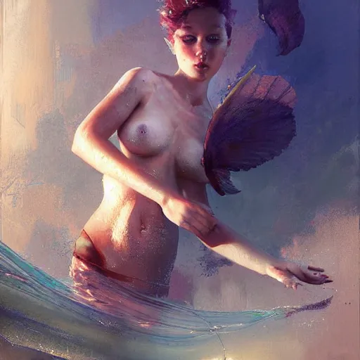 Image similar to a radioactive sheatfish. highly detailed painting by craig mullins, tom bagshaw,