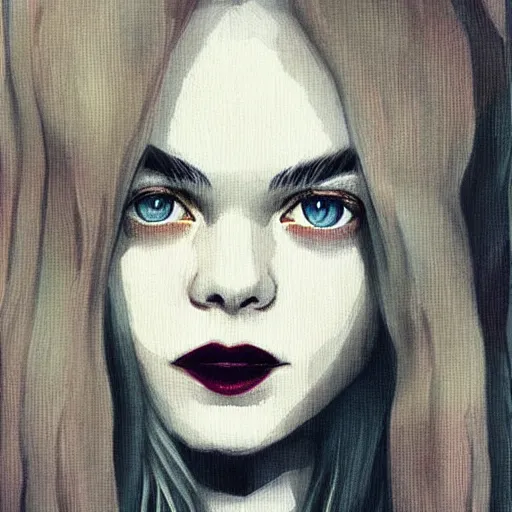 Image similar to Elle Fanning in Underworld 2003 picture by Sachin Teng, asymmetrical, dark vibes, Realistic Painting , Organic painting, Matte Painting, geometric shapes, hard edges, graffiti, street art:2 by Sachin Teng:4